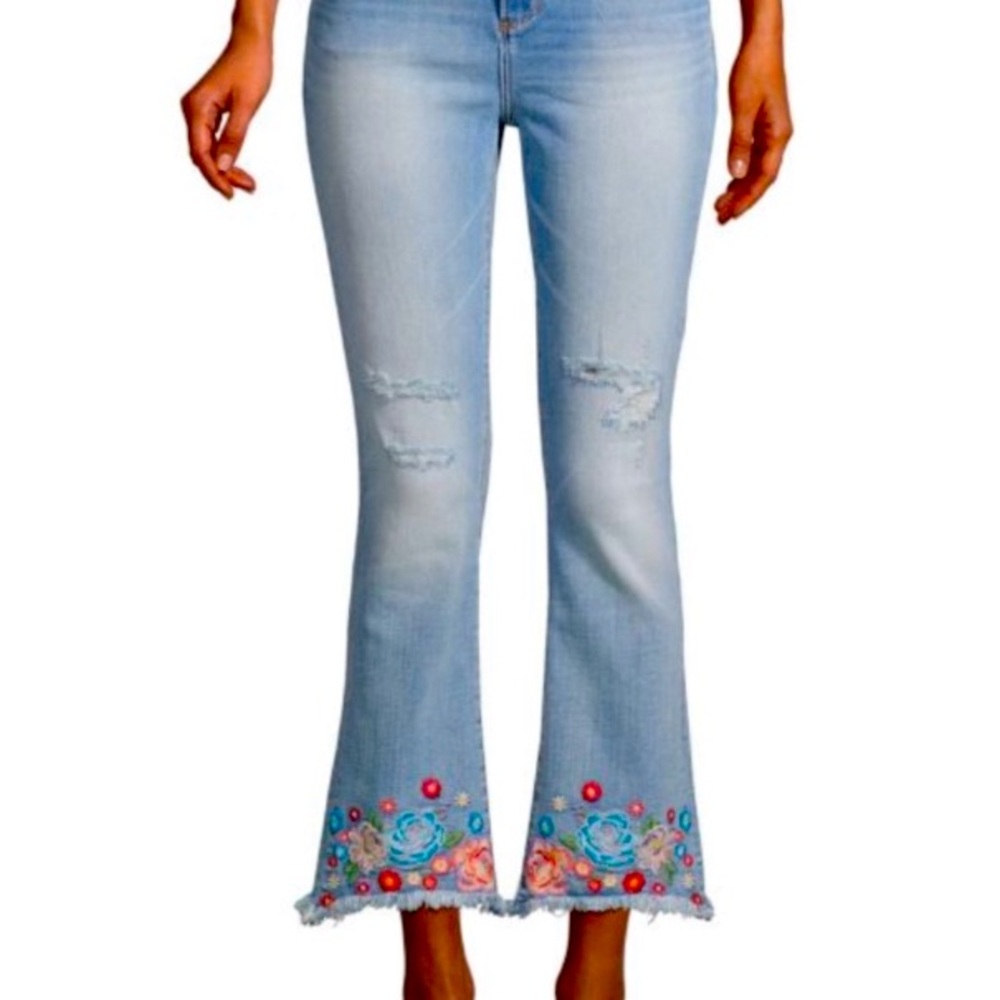 Driftwood High rise, embroidered crop jeans